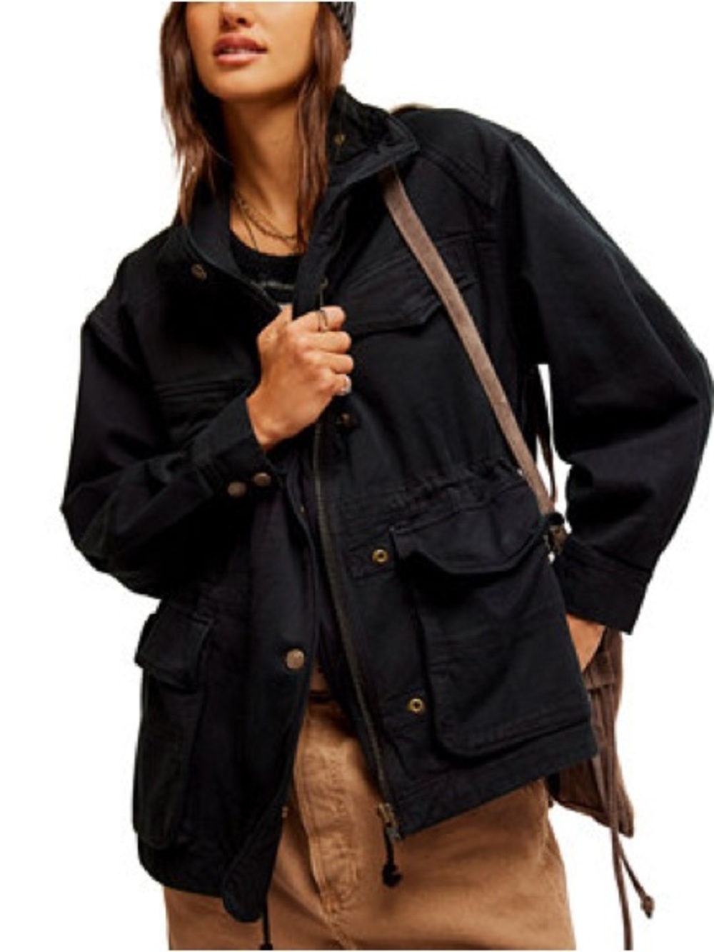 FREE PEOPLE We The Free Arya Utility Jacket Black Cotton Canvas Size Small